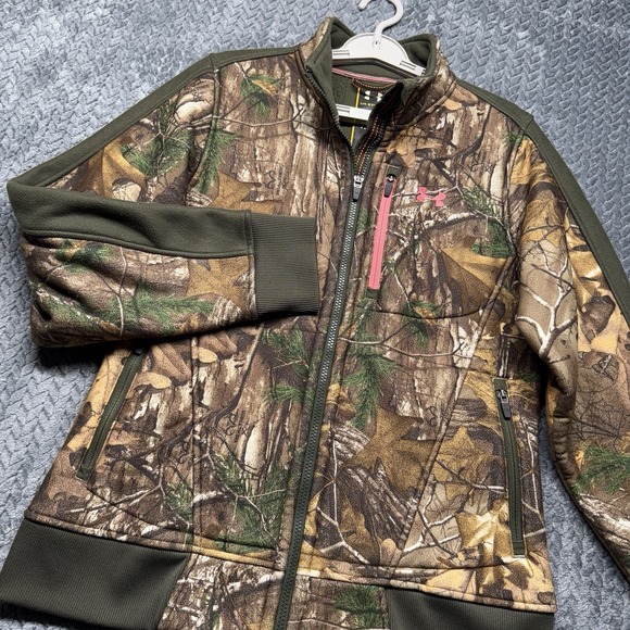 UNDER ARMOUR Womens M UA Storm Realtree Fleece Jacket Camouflage Pink Hunting - Picture 1 of 13